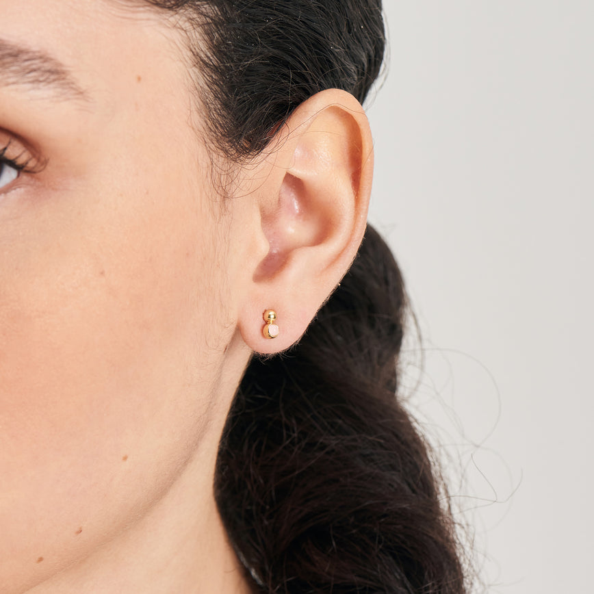 Ania Haie - Gold Orb Rose Quartz Stud Earrings