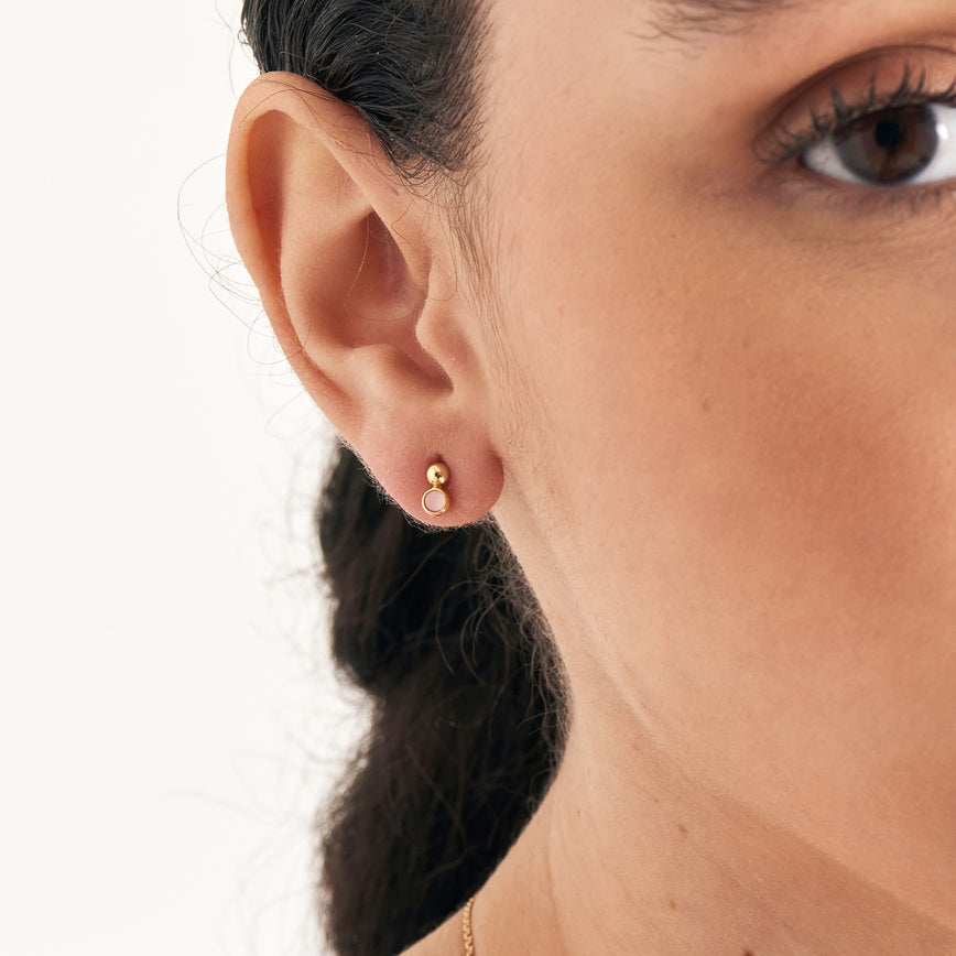Ania Haie - Gold Orb Rose Quartz Stud Earrings