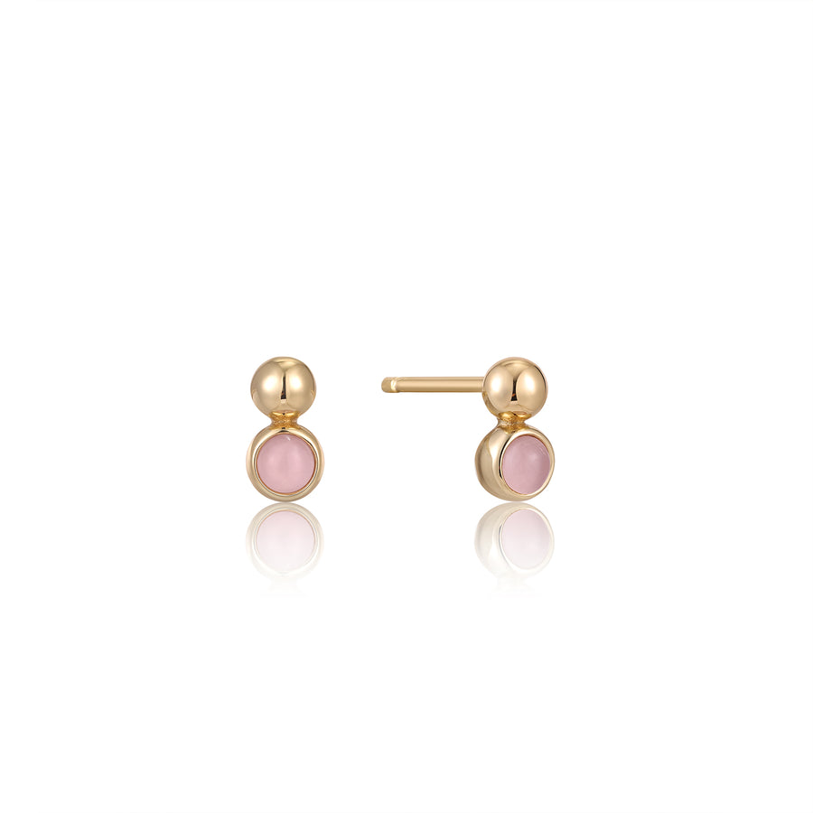 Ania Haie - Gold Orb Rose Quartz Stud Earrings
