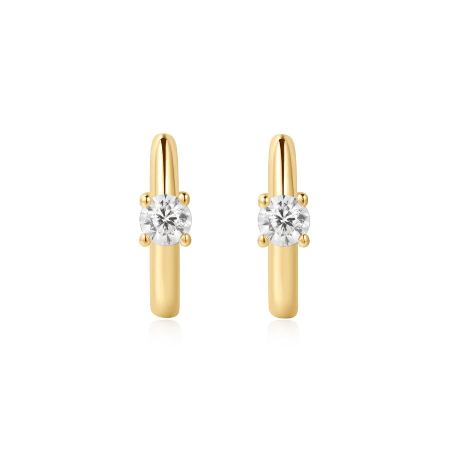 Ania Haie - Gold Solitaire Cubic Zirconia Mini Huggies