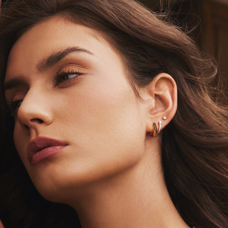 Ania Haie - Gold Sparkling Pavé Huggie Hoop Earrings