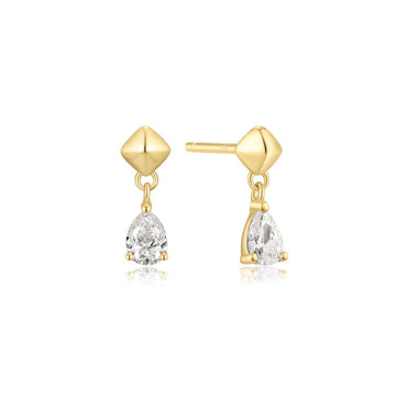 Ania Haie - Gold Pyramid Dangle Threaded Stud Earrings