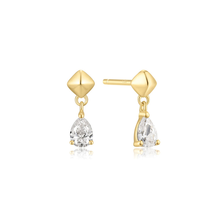 Ania Haie - Gold Pyramid Dangle Threaded Stud Earrings