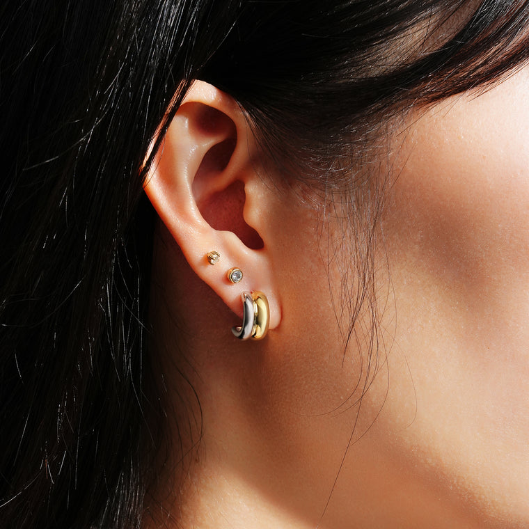 Ania Haie - Two-Tone Duet Mixed Huggie Hoop Earrings