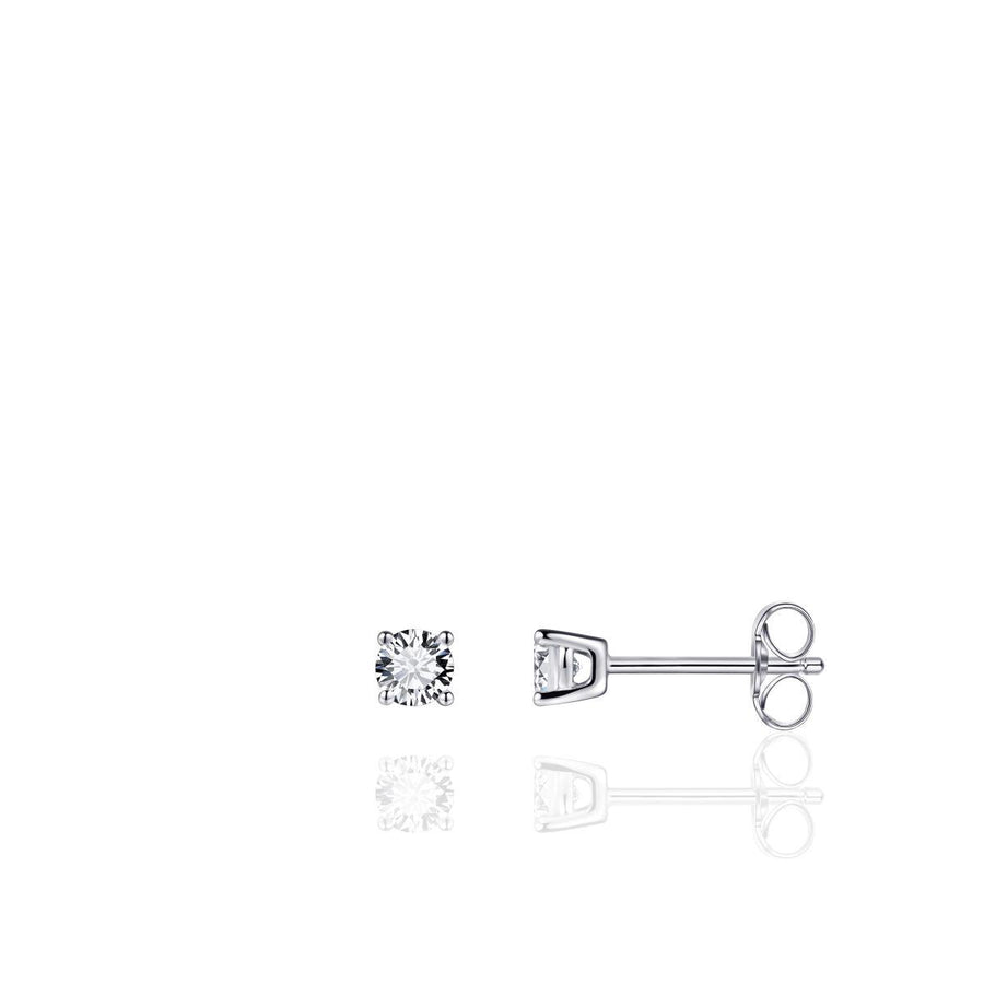Gisser - Silver CZ Stud Earrings 4mm