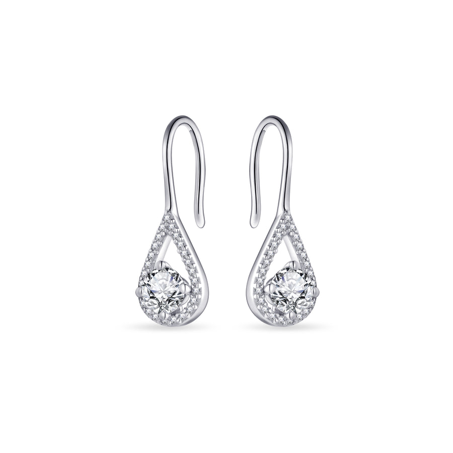 Gisser - Silver CZ Pear Drop Earrings
