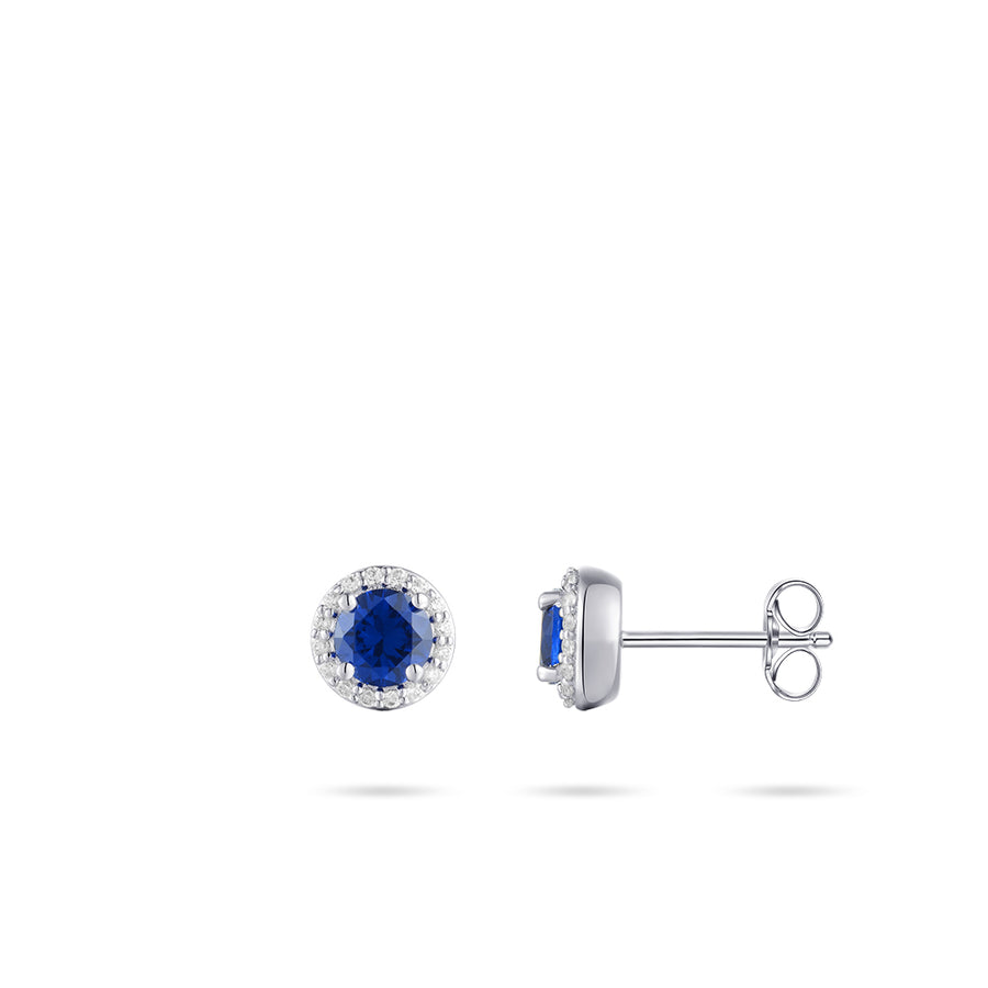 Gisser - Silver Blue CZ Cluster Stud Earrings 7mm