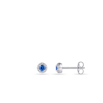 Gisser - Silver Blue CZ Cluster Stud Earrings 5mm