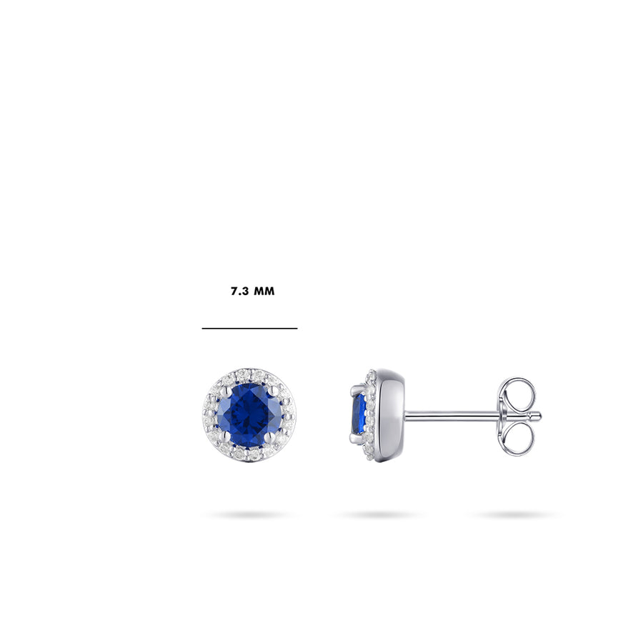 Gisser - Silver Blue CZ Cluster Stud Earrings 7mm