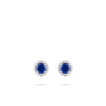 Gisser - Silver Blue CZ Cluster Stud Earrings 7mm