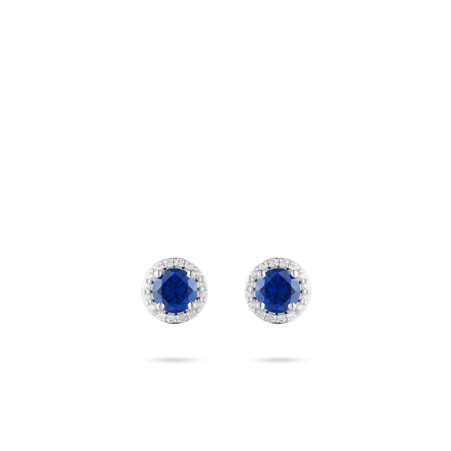 Gisser - Silver Blue CZ Cluster Stud Earrings 7mm