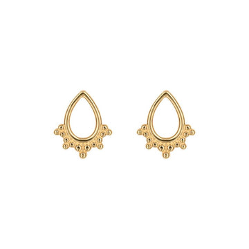 Silver Filigree Gold Plated Open Teardrop Stud Earrings