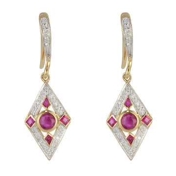Ruby & Diamond Drop Earrings