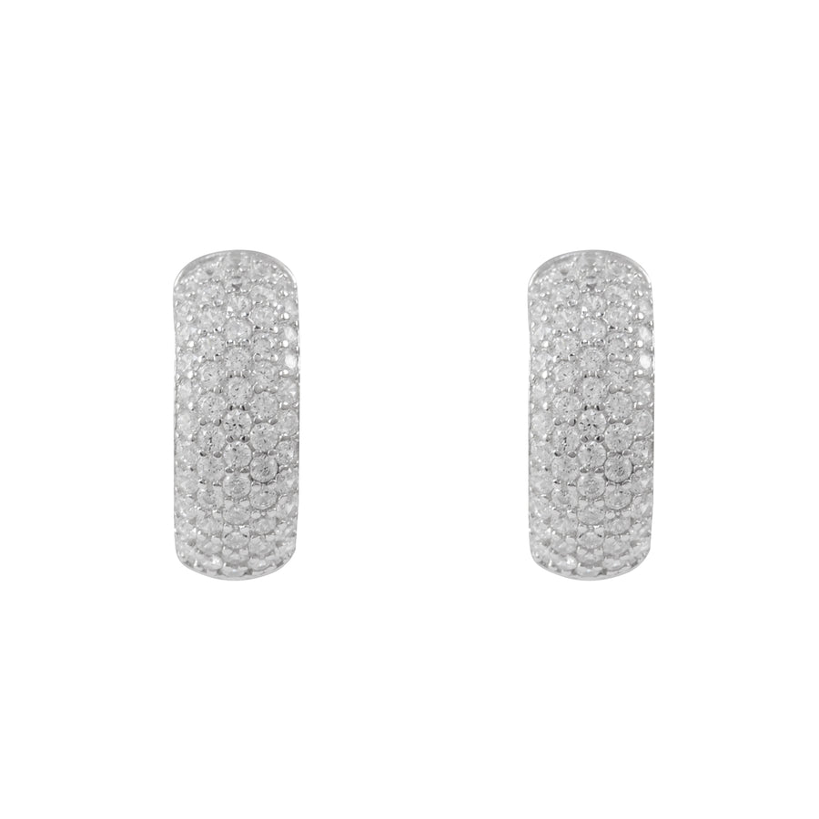 Sterling Silver Cz Huggie Earrings