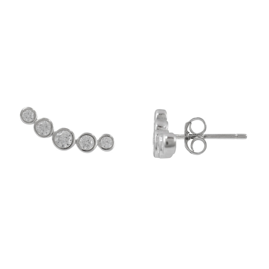 Silver Curved Cz Earrings