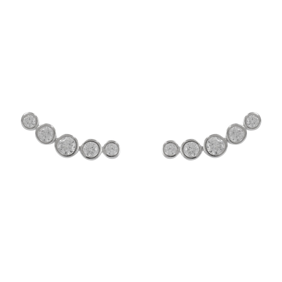 Silver Curved Cz Earrings