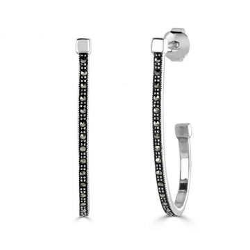 Marcasite Oval Hoop Earrings