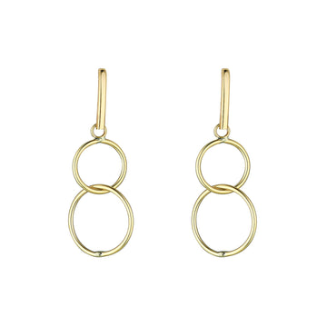 9ct Gold 2 Circle Drop Earrings