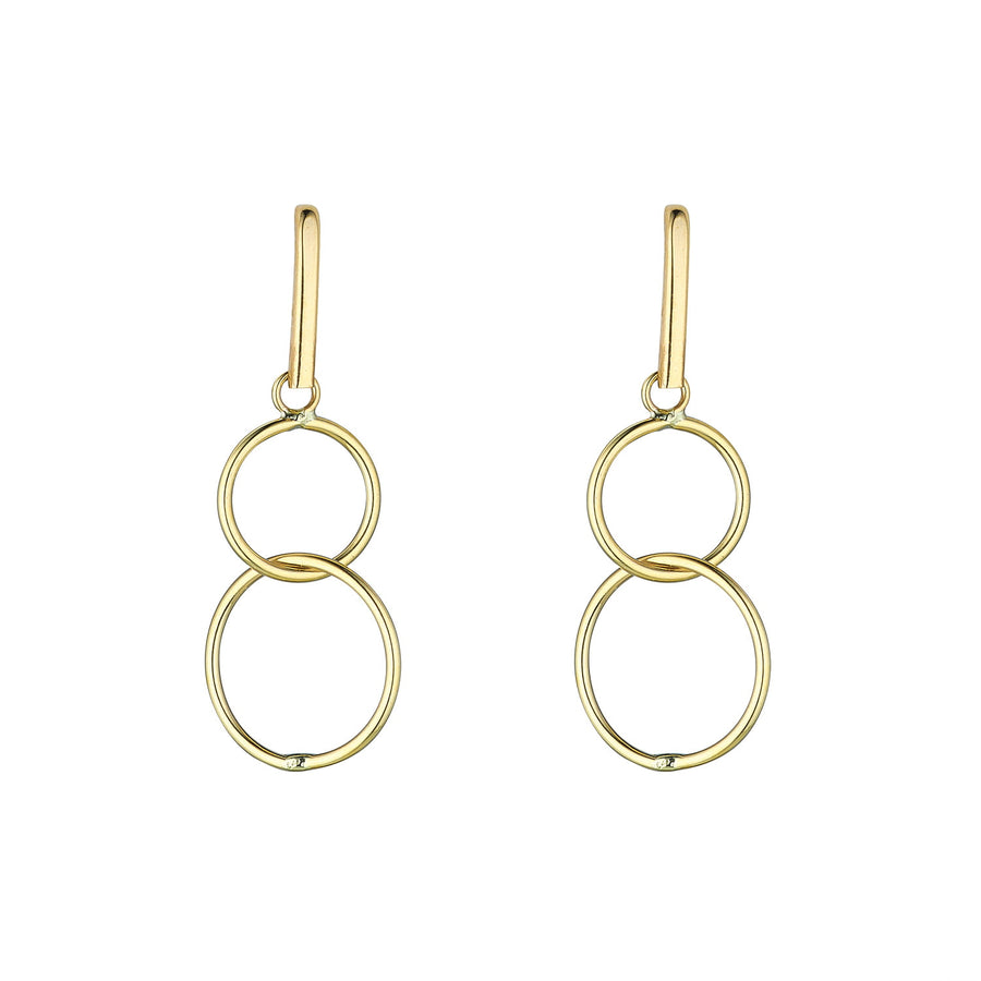 9ct Gold 2 Circle Drop Earrings