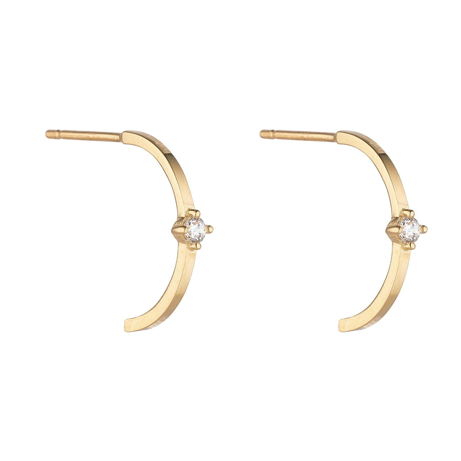 9ct Gold Half Hoop Cz Earrings