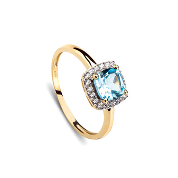 Blue Topaz & Cz Ring