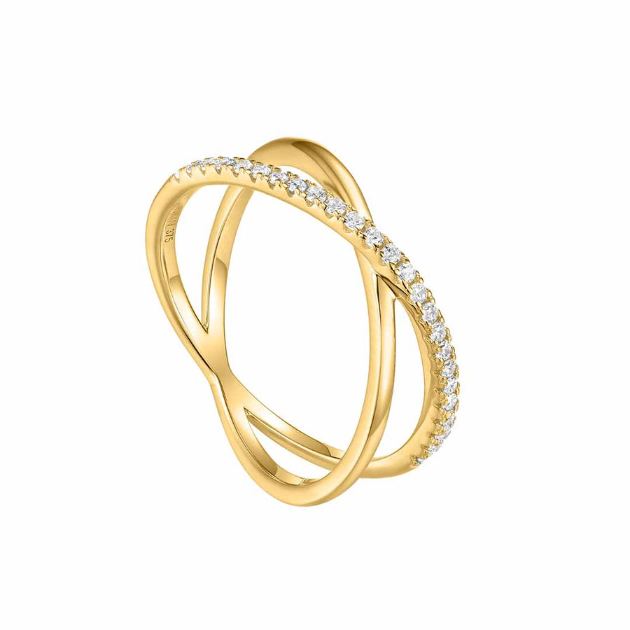 Nana Kay Gold - 9ct Gold Louvoyer CZ Ring