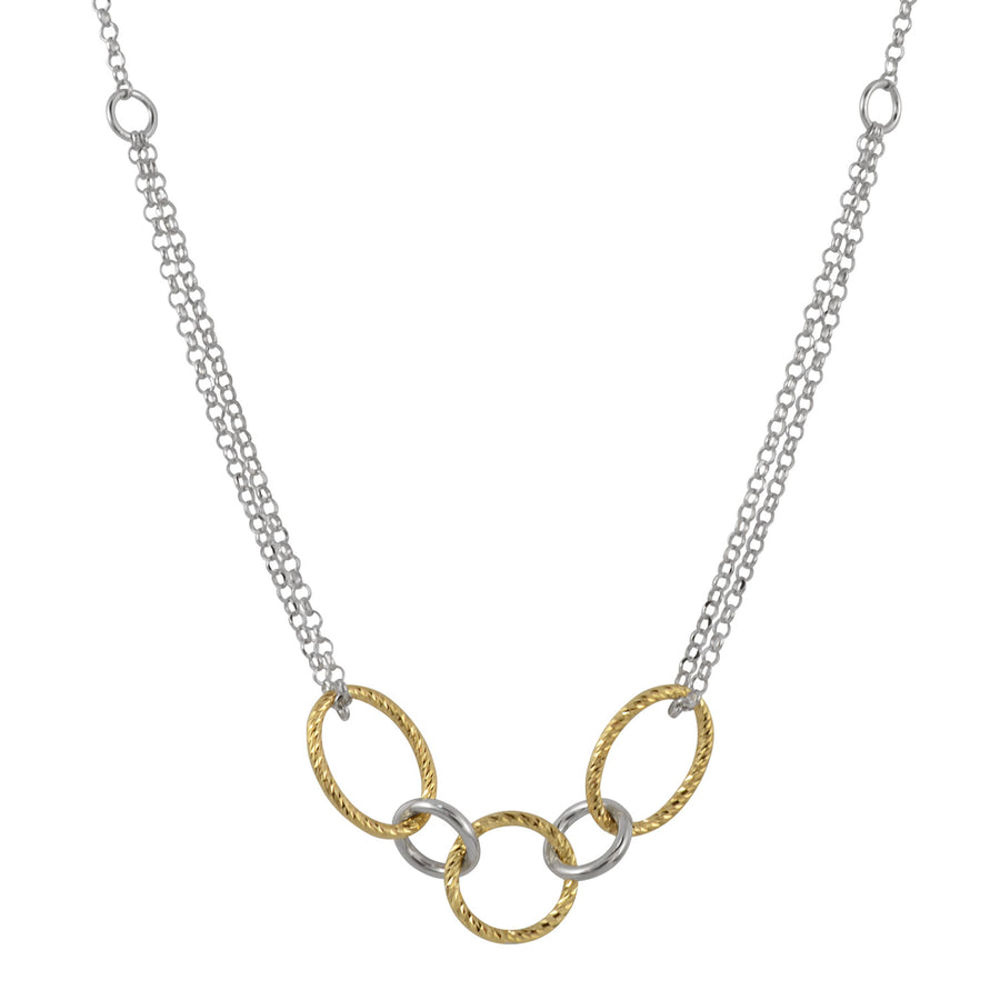 Fraboso - Oval & Circle Double Chain Necklace Yellow