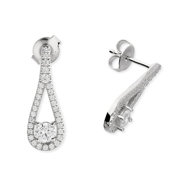 Sterling Silver Cz Pear Drop Earrings