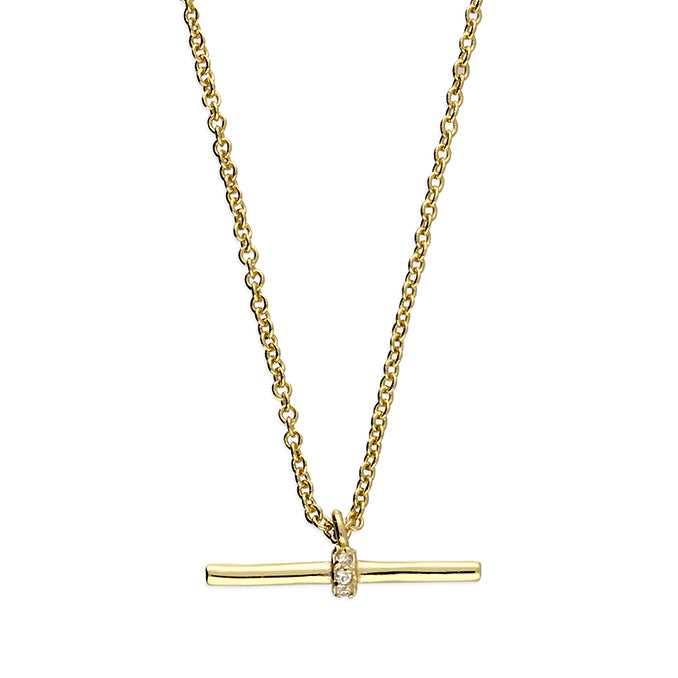 Silver  Gold Plated T-Bar Necklace