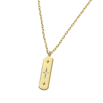 Silver  Gold Plated Oblong Necklace