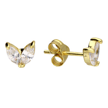 Sterling Silver Gold Plated Marquise Cz Earrings
