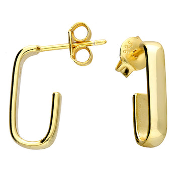 Silver Yellow Gold Plated J-Hoop Earrings