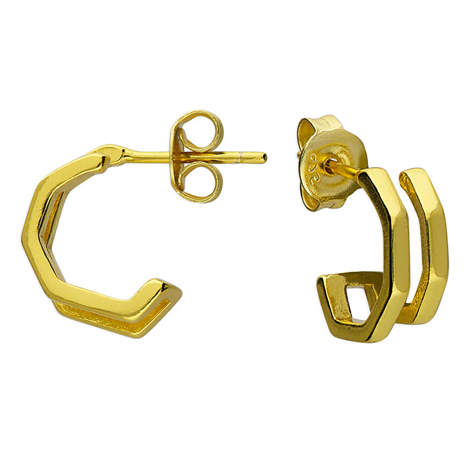Sterling Silver Gold Plated Split Hoop Earrings