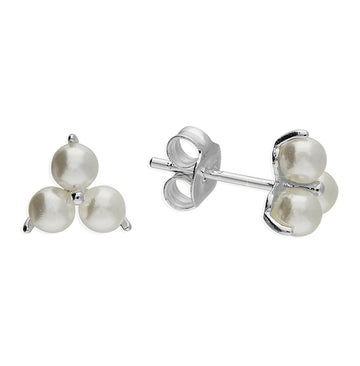 Sterling Silver Pearl Trilogy Earrings