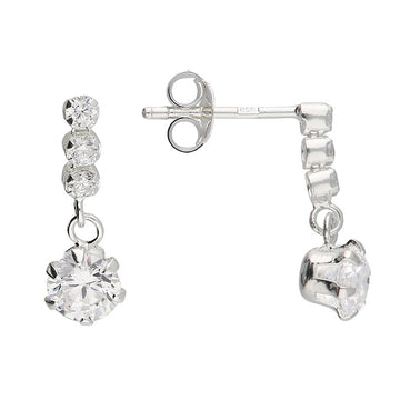 Silver Cz Drop Earrings