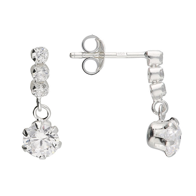 Silver Cz Drop Earrings
