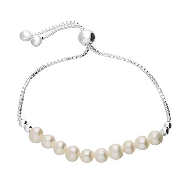 Silver Pearl Slider Bracelet
