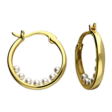 Silver Gold Plated Pearl Hoop Earrings
