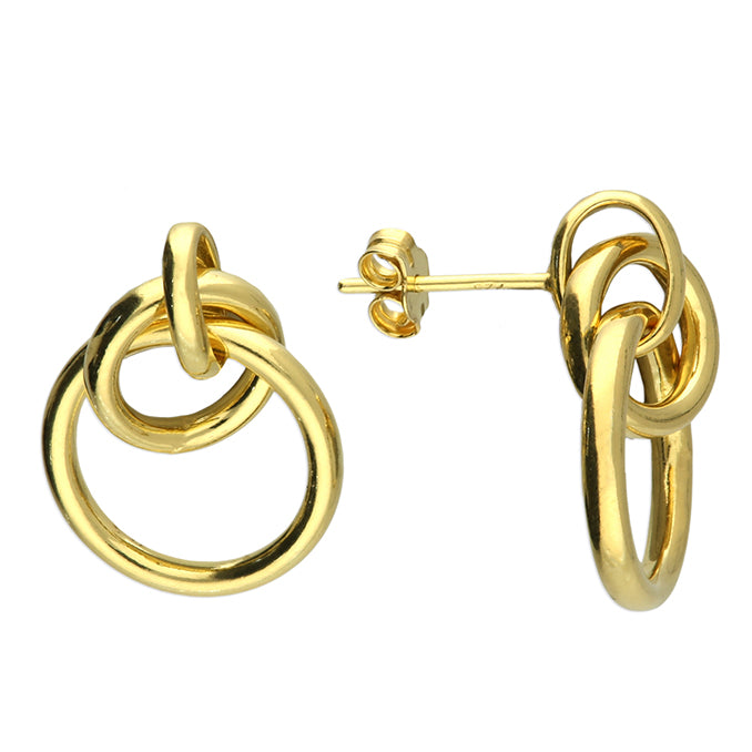 Silver Gold Plated Double Circle Earrings