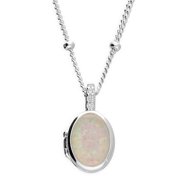 Sterling Silver Synthetic Opal Locket