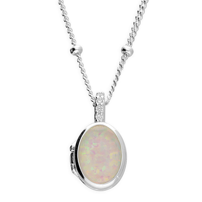 Sterling Silver Synthetic Opal Locket