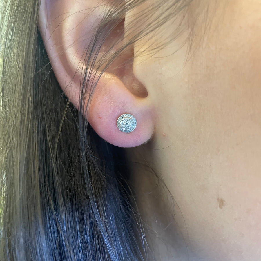 Diamond Round Cluster Earrings