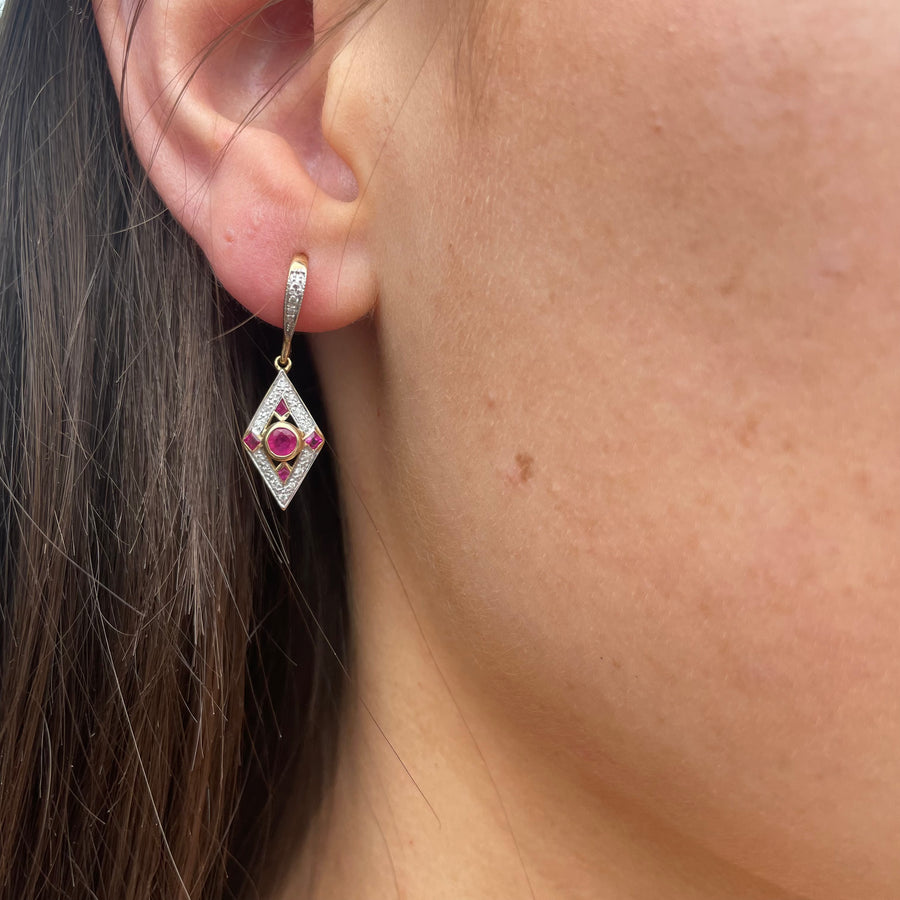 Ruby & Diamond Drop Earrings