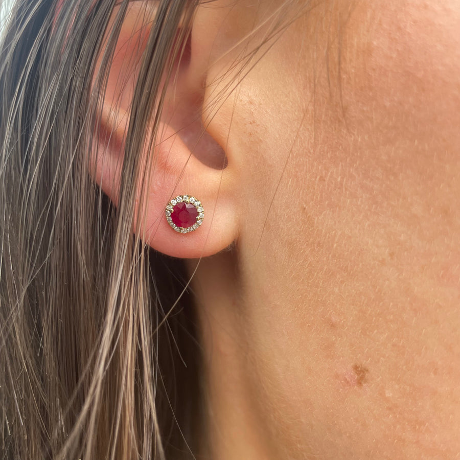 Ruby & Diamond Cluster Earrings