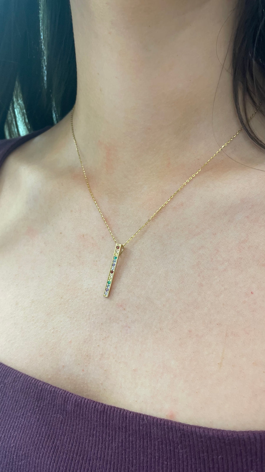 9ct Gold Rainbow Bar Necklace