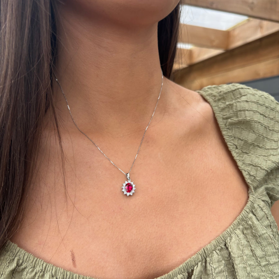 Lab Diamond & Ruby Necklace