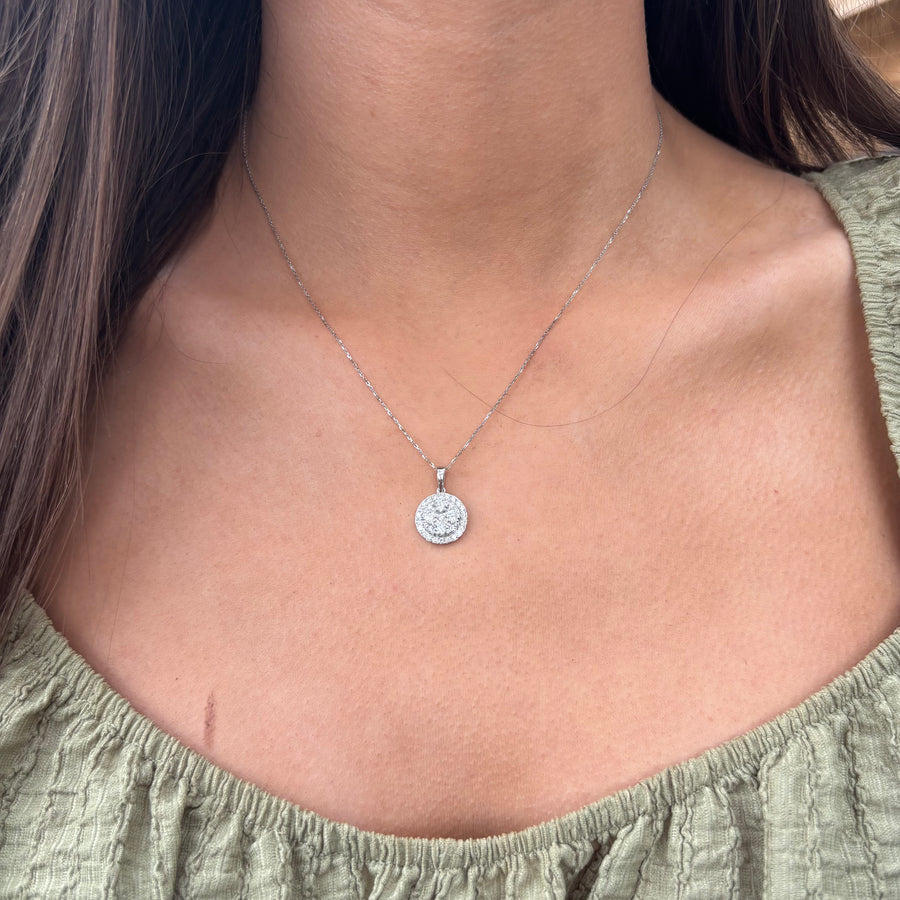 Lab Diamond Round Cluster Necklace