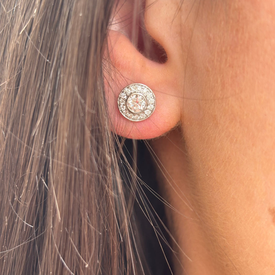 Lab Diamond Round Cluster Earrings