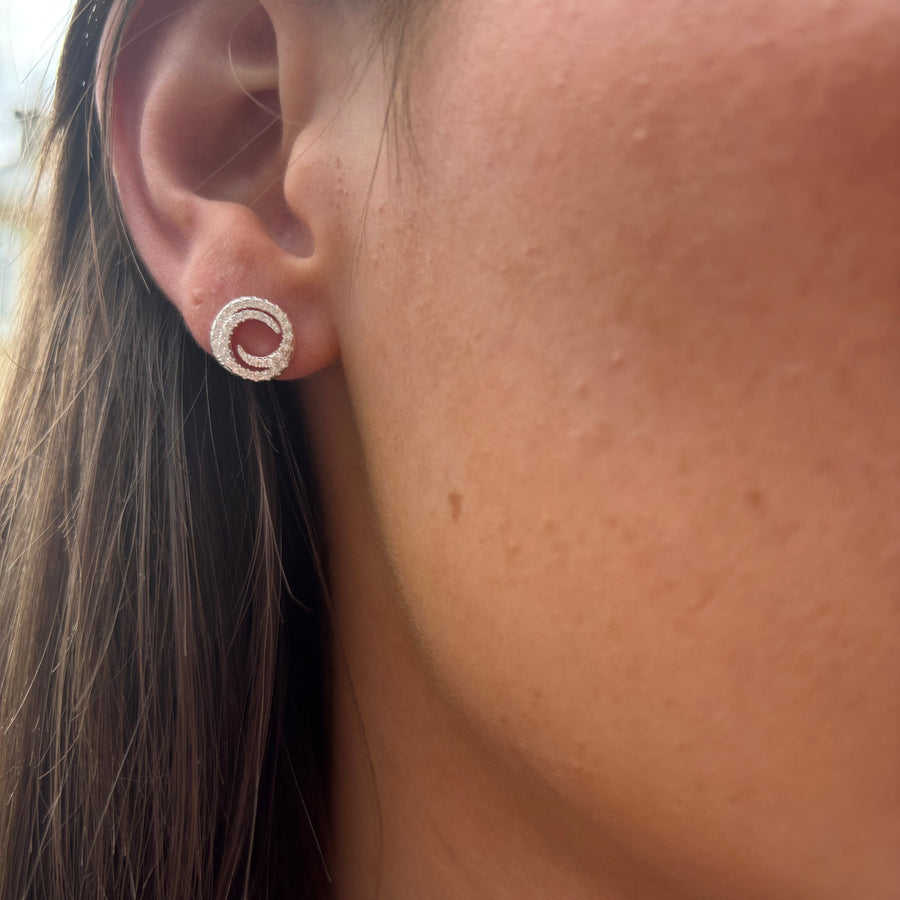Sterling Silver Circle Cz Earrings