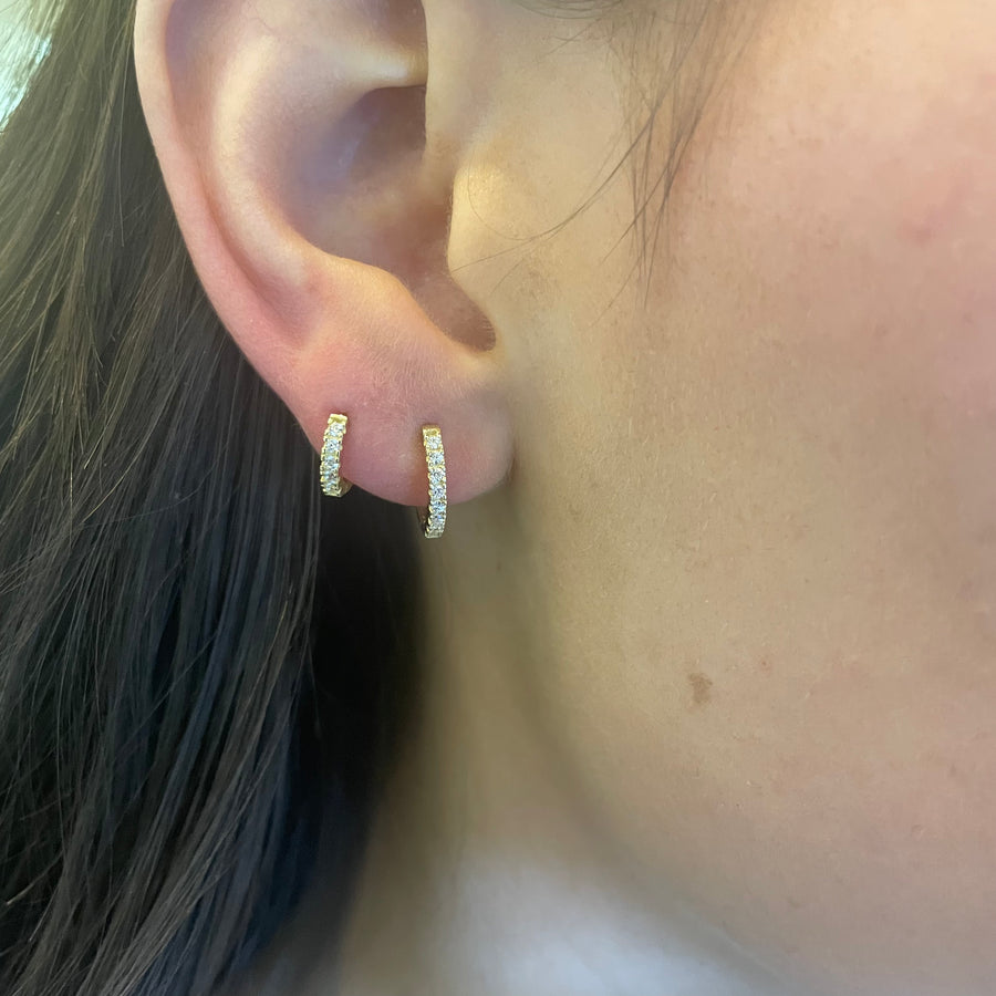 9ct Gold Hinged Cz Earrings